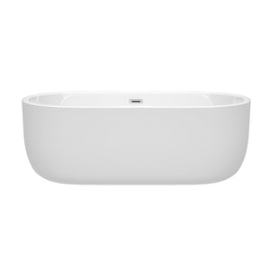 Juliette 67 Inch Freestanding Bathtub in White with Polished Chrome Drain and Overflow Trim