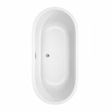 Juliette 67 Inch Freestanding Bathtub in White with Polished Chrome Drain and Overflow Trim