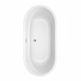Juliette 67 Inch Freestanding Bathtub in White with Floor Mounted Faucet Drain and Overflow Trim in Polished Chrome