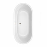 Juliette 67 Inch Freestanding Bathtub in White with Brushed Nickel Drain and Overflow Trim