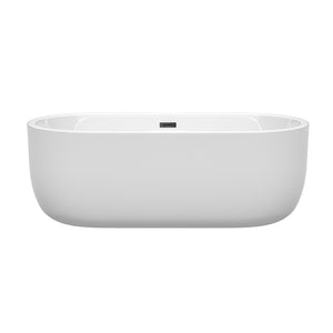 Juliette 67 Inch Freestanding Bathtub in White with Matte Black Drain and Overflow Trim