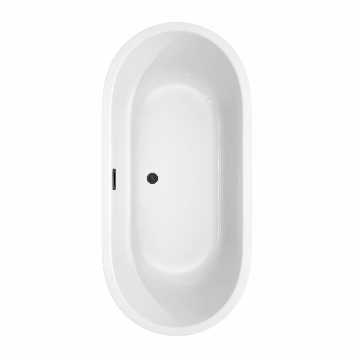 Juliette 67 Inch Freestanding Bathtub in White with Matte Black Drain and Overflow Trim