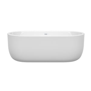 Juliette 67 Inch Freestanding Bathtub in White with Shiny White Drain and Overflow Trim