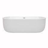 Juliette 71 Inch Freestanding Bathtub in White with Polished Chrome Drain and Overflow Trim