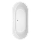 Juliette 71 Inch Freestanding Bathtub in White with Floor Mounted Faucet Drain and Overflow Trim in Polished Chrome