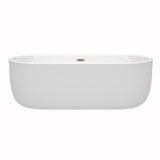 Juliette 71 Inch Freestanding Bathtub in White with Brushed Nickel Drain and Overflow Trim