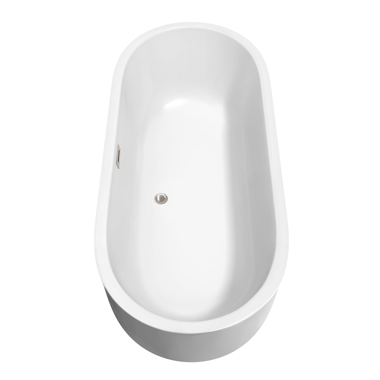 Juliette 71 Inch Freestanding Bathtub in White with Brushed Nickel Drain and Overflow Trim