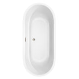 Juliette 71 Inch Freestanding Bathtub in White with Brushed Nickel Drain and Overflow Trim