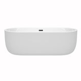 Juliette 71 Inch Freestanding Bathtub in White with Matte Black Drain and Overflow Trim