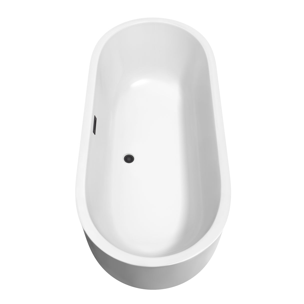 Juliette 71 Inch Freestanding Bathtub in White with Matte Black Drain and Overflow Trim