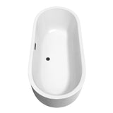 Juliette 71 Inch Freestanding Bathtub in White with Floor Mounted Faucet Drain and Overflow Trim in Matte Black