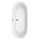 Juliette 71 Inch Freestanding Bathtub in White with Matte Black Drain and Overflow Trim