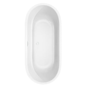 Juliette 71 Inch Freestanding Bathtub in White with Shiny White Trim and Floor Mounted Faucet in Brushed Gold