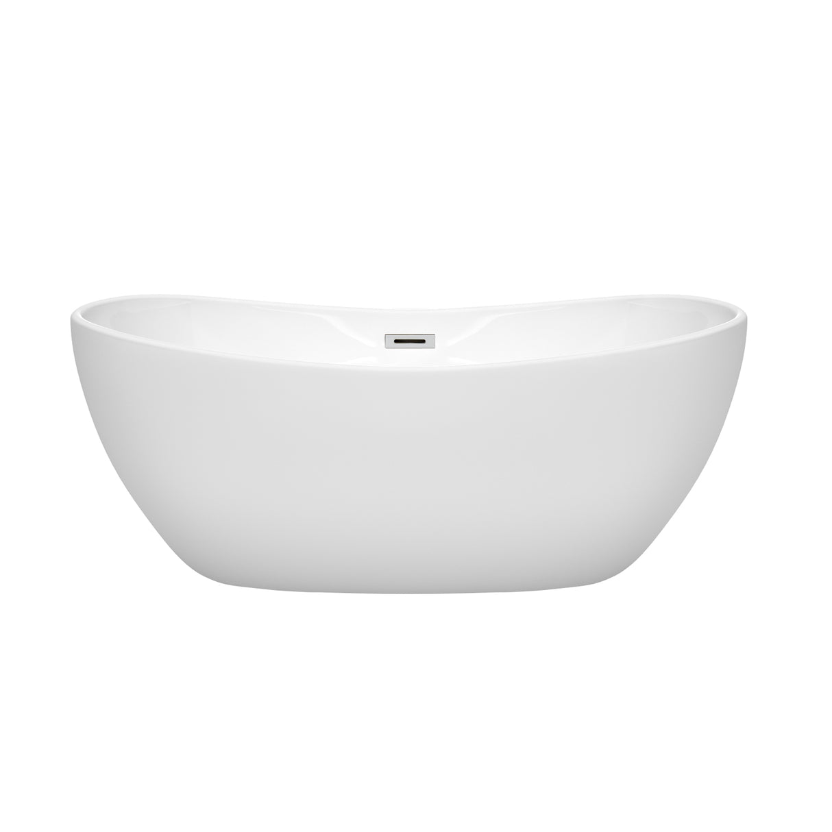 Rebecca 60 Inch Freestanding Bathtub in White with Polished Chrome Drain and Overflow Trim