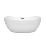 Rebecca 60 Inch Freestanding Bathtub in White with Matte Black Drain and Overflow Trim