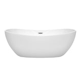 Rebecca 65 Inch Freestanding Bathtub in White with Polished Chrome Drain and Overflow Trim