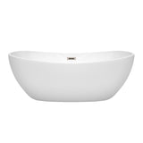 Rebecca 65 Inch Freestanding Bathtub in White with Brushed Nickel Drain and Overflow Trim