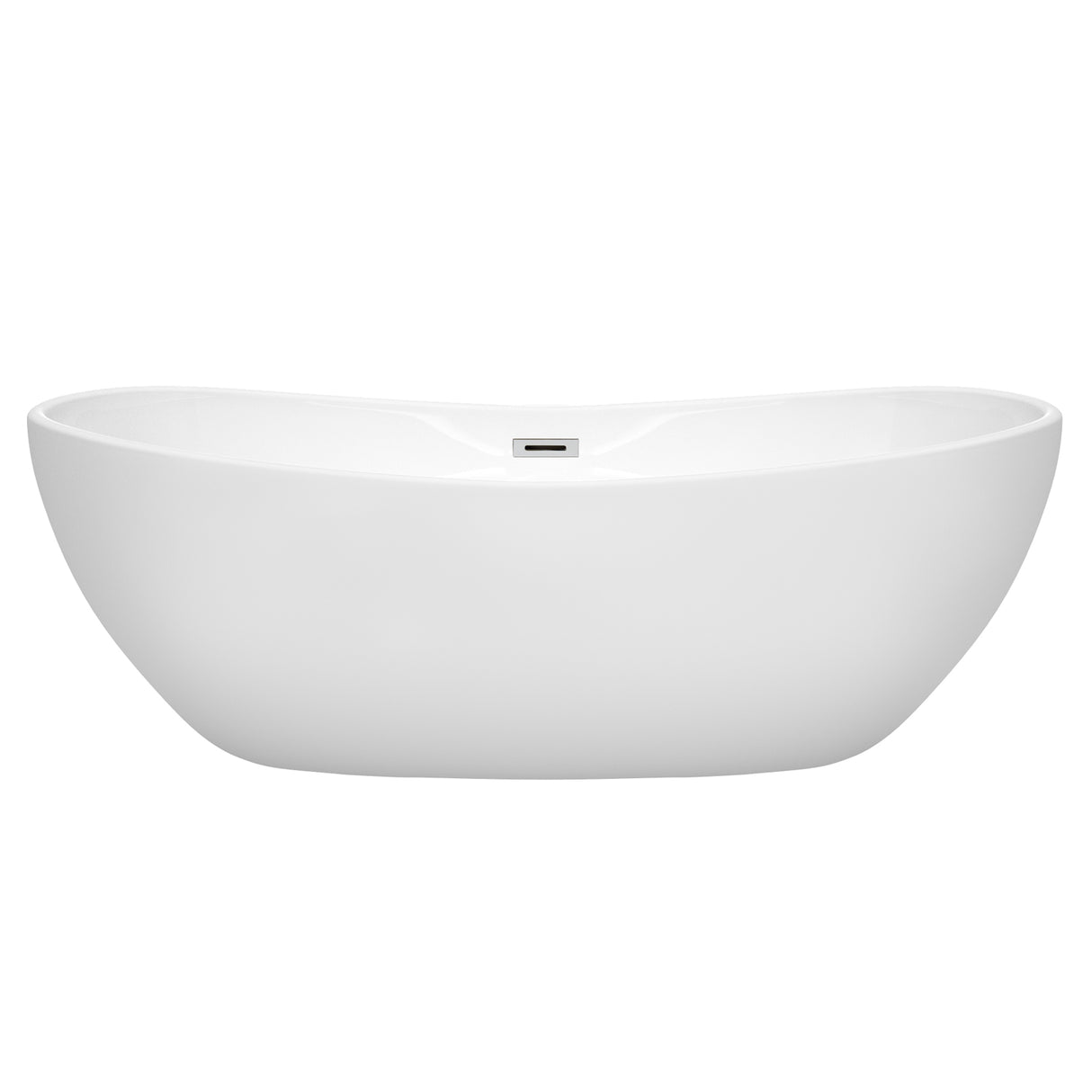 Rebecca 70 Inch Freestanding Bathtub in White with Polished Chrome Drain and Overflow Trim