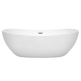 Rebecca 70 Inch Freestanding Bathtub in White with Polished Chrome Drain and Overflow Trim