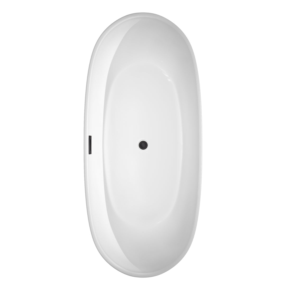 Rebecca 70 Inch Freestanding Bathtub in White with Matte Black Drain and Overflow Trim