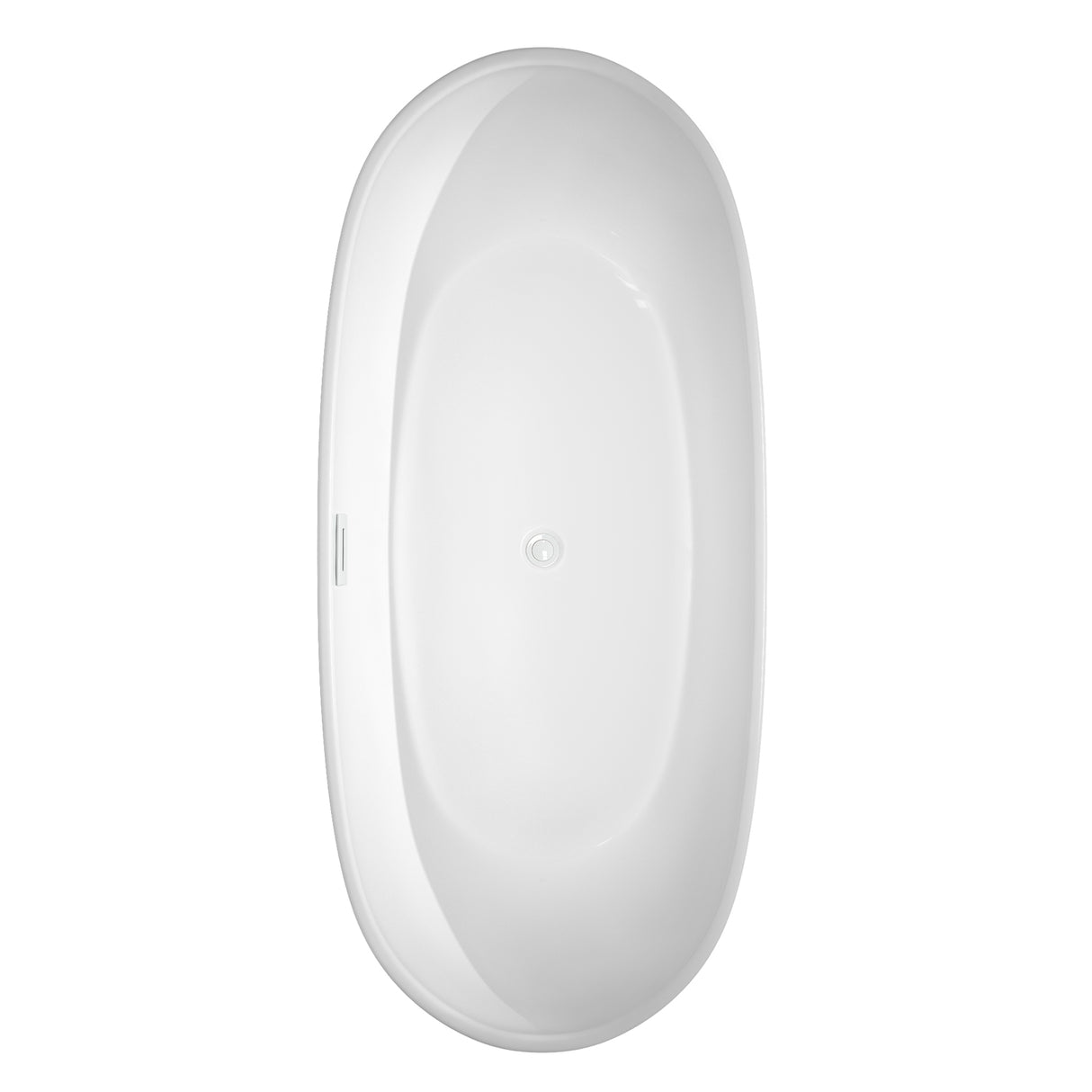 Rebecca 70 Inch Freestanding Bathtub in White with Shiny White Drain and Overflow Trim