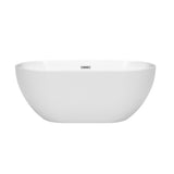 Brooklyn 60 Inch Freestanding Bathtub in White with Polished Chrome Drain and Overflow Trim