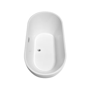 Brooklyn 60 Inch Freestanding Bathtub in White with Polished Chrome Drain and Overflow Trim
