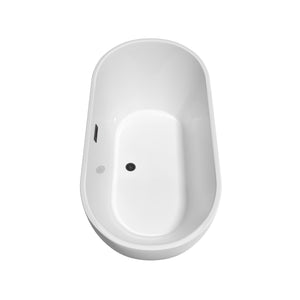 Brooklyn 60 Inch Freestanding Bathtub in White with Matte Black Drain and Overflow Trim