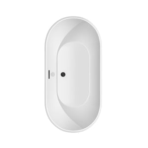 Brooklyn 60 Inch Freestanding Bathtub in White with Matte Black Drain and Overflow Trim
