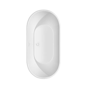 Brooklyn 60 Inch Freestanding Bathtub in White with Shiny White Drain and Overflow Trim