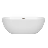 Brooklyn 67 Inch Freestanding Bathtub in White with Brushed Nickel Drain and Overflow Trim