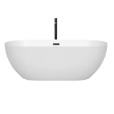 Brooklyn 67 Inch Freestanding Bathtub in White with Floor Mounted Faucet Drain and Overflow Trim in Matte Black