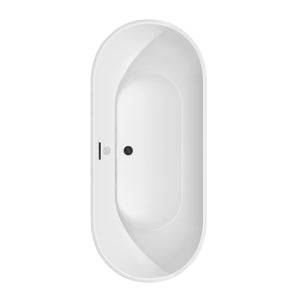Brooklyn 67 Inch Freestanding Bathtub in White with Matte Black Drain and Overflow Trim