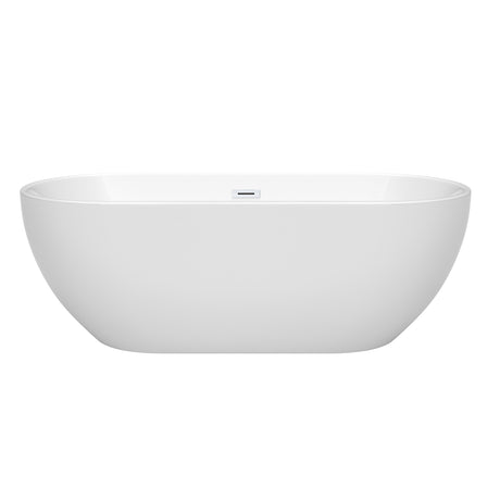 Brooklyn 67 Inch Freestanding Bathtub in White with Shiny White Drain and Overflow Trim