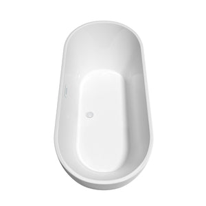 Brooklyn 67 Inch Freestanding Bathtub in White with Shiny White Trim and Floor Mounted Faucet in Matte Black