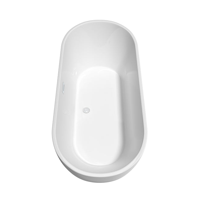 Brooklyn 67 Inch Freestanding Bathtub in White with Shiny White Trim and Floor Mounted Faucet in Matte Black