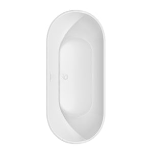 Brooklyn 67 Inch Freestanding Bathtub in White with Shiny White Drain and Overflow Trim