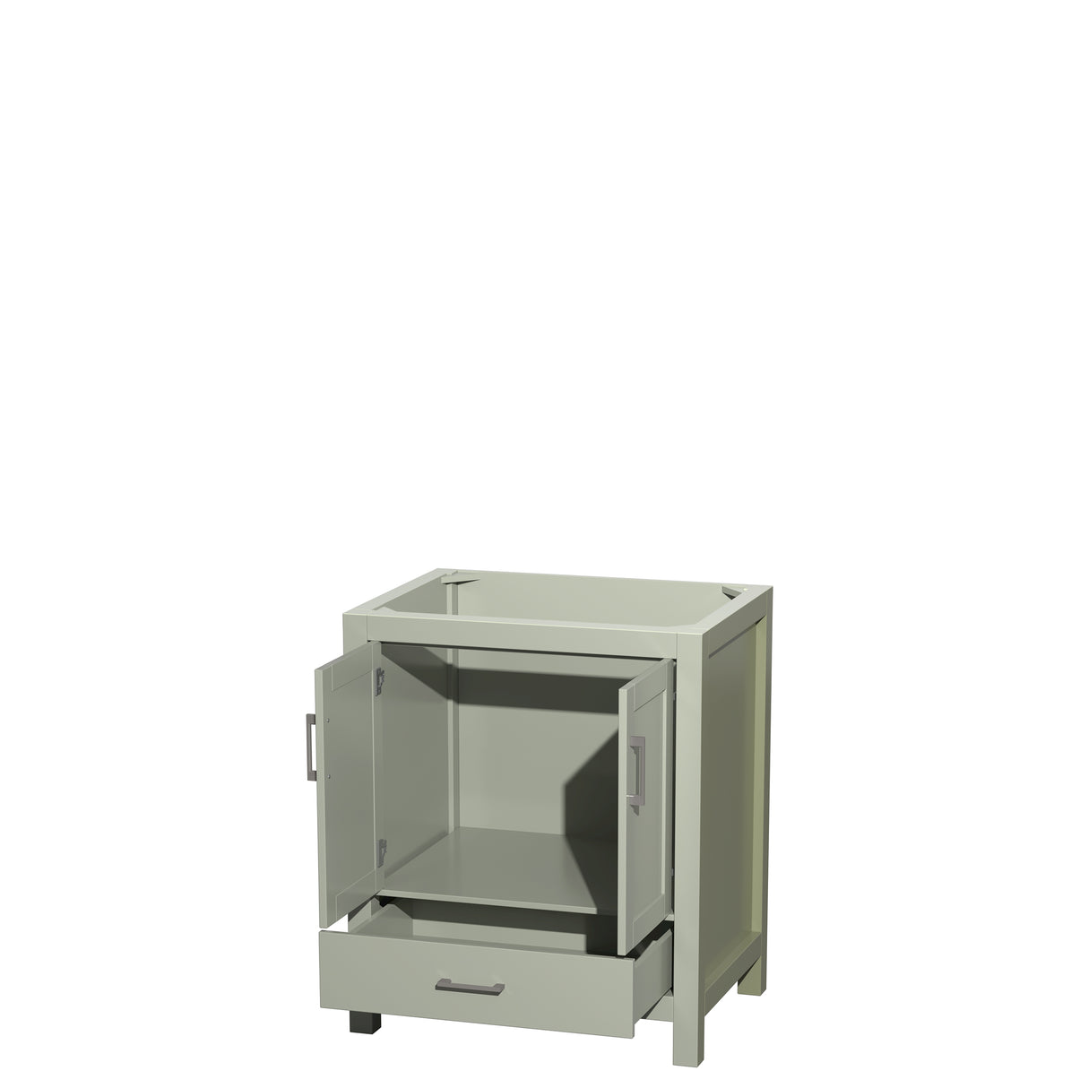 Sheffield 30 inch Single Bathroom Vanity in Light Green No Countertop No Sink Brushed Nickel Trim