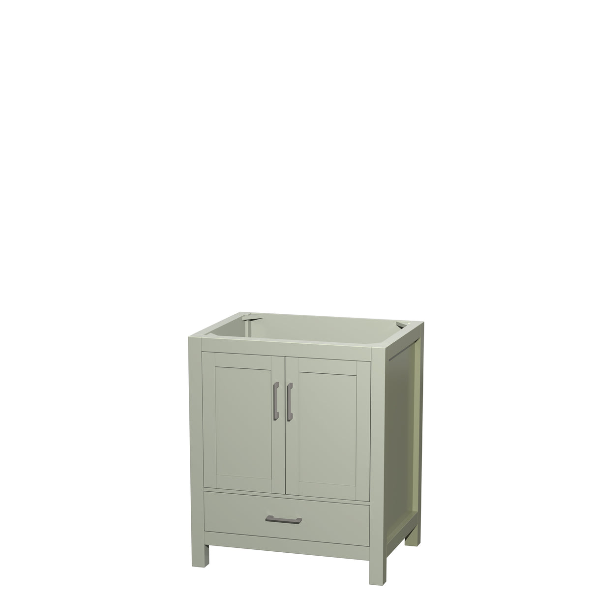 Sheffield 30 inch Single Bathroom Vanity in Light Green No Countertop No Sink Brushed Nickel Trim