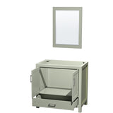 Sheffield 36 inch Single Bathroom Vanity in Light Green No Countertop No Sink Brushed Nickel Trim 24 inch Mirror