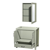 Sheffield 36 inch Single Bathroom Vanity in Light Green No Countertop No Sink Brushed Nickel Trim Medicine Cabinet