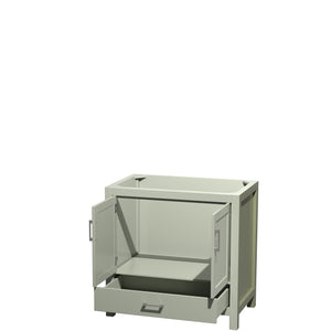 Sheffield 36 inch Single Bathroom Vanity in Light Green No Countertop No Sink Brushed Nickel Trim