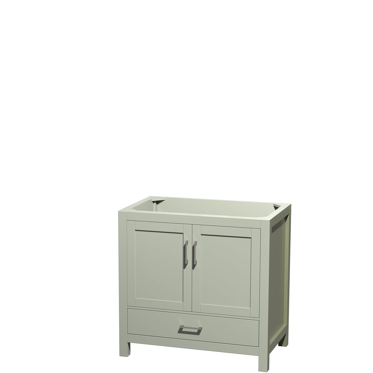 Sheffield 36 inch Single Bathroom Vanity in Light Green No Countertop No Sink Brushed Nickel Trim