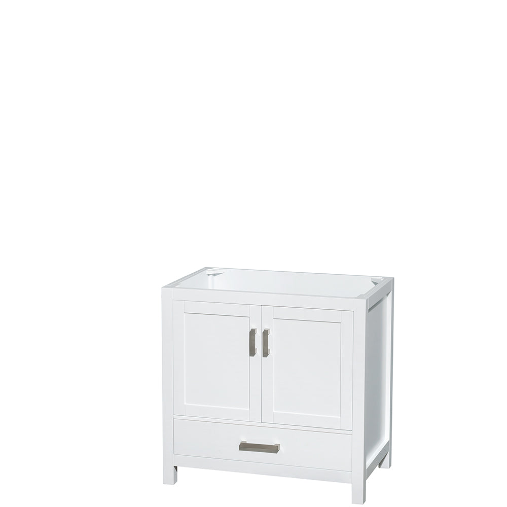 Sheffield 36 Inch Single Bathroom Vanity in White White Carrara Marble Countertop Undermount Oval Sink and No Mirror