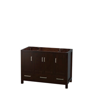 Sheffield 48 Inch Single Bathroom Vanity in Espresso White Carrara Marble Countertop Undermount Square Sink and 24 Inch Mirror
