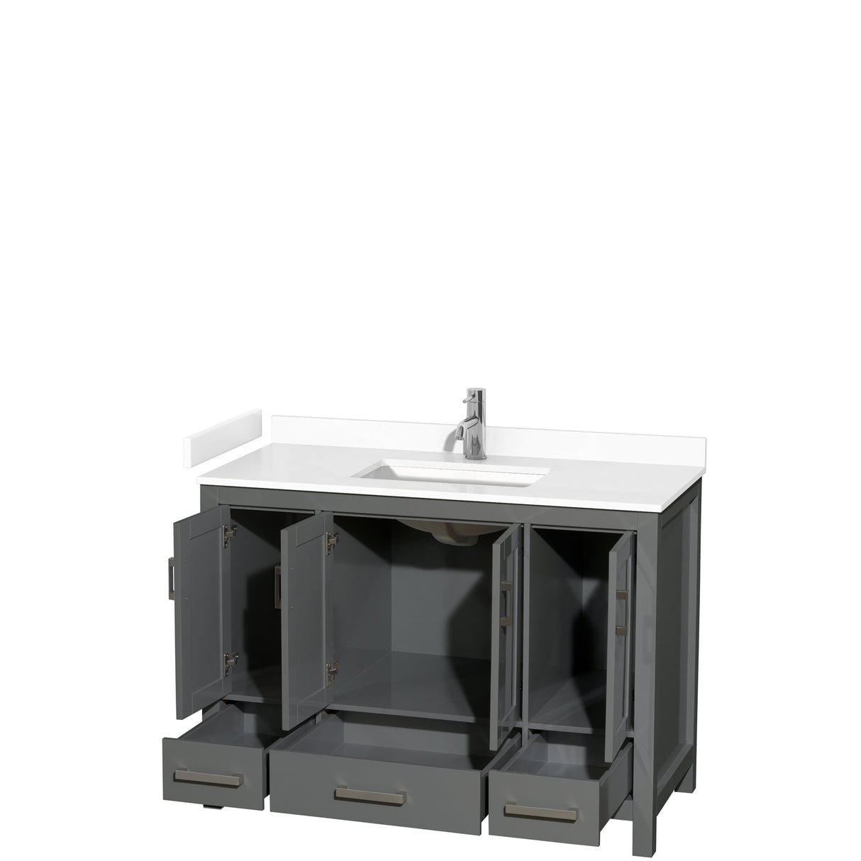 Sheffield 48 Inch Single Bathroom Vanity in Dark Gray White Cultured Marble Countertop Undermount Square Sink No Mirror