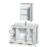 Sheffield 48 Inch Single Bathroom Vanity in White White Carrara Marble Countertop Undermount Square Sink and Medicine Cabinet