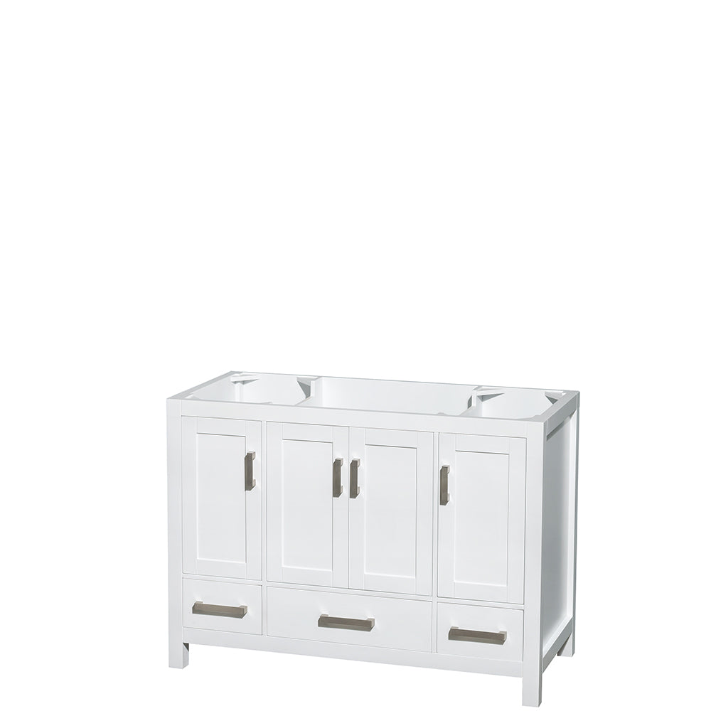Sheffield 48 Inch Single Bathroom Vanity in White White Carrara Marble Countertop Undermount Square Sink and 24 Inch Mirror