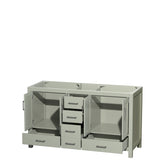 Sheffield 60 inch Double Bathroom Vanity in Light Green No Countertop No Sinks Brushed Nickel Trim