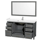 Sheffield 60 Inch Single Bathroom Vanity in Dark Gray White Cultured Marble Countertop Undermount Square Sink 58 Inch Mirror